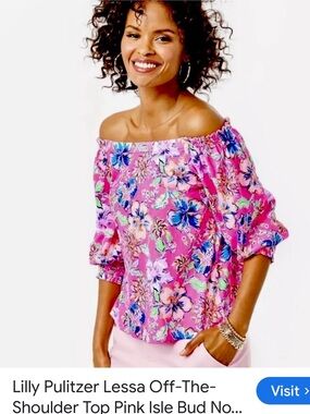 Lilly Pulitzer Pink Floral Off-Shoulder Tunic